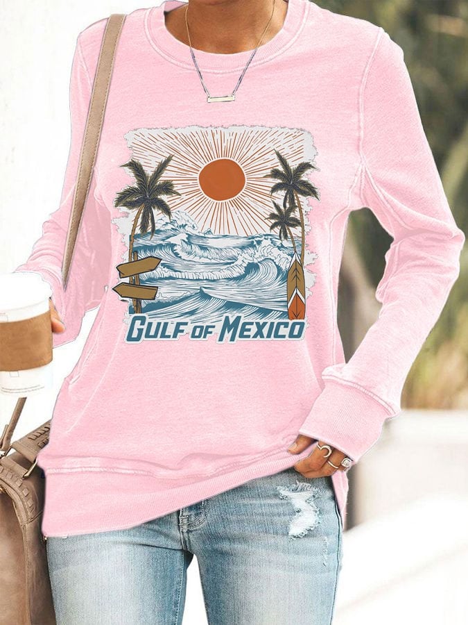 Women's Gulf Of Mexico Print Crewneck Sweatshirt
