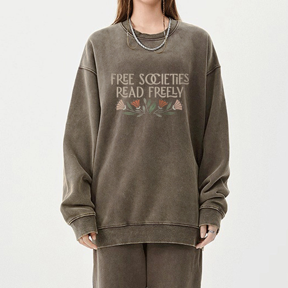 Read Freely Unisex Washed Sweatshirt