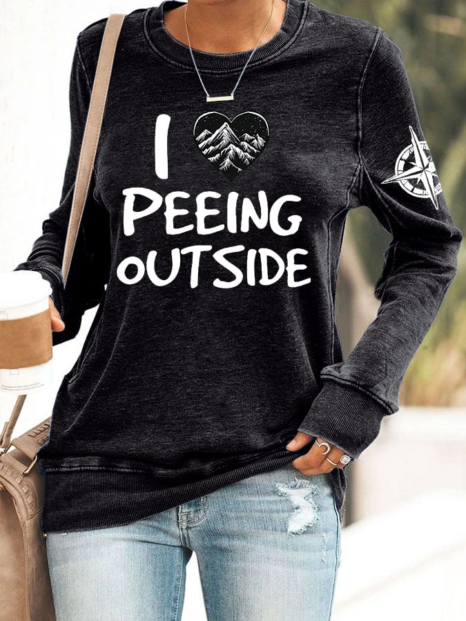 Women'S Retro Hiking I Love Peeing Outside Print Sweatshirt