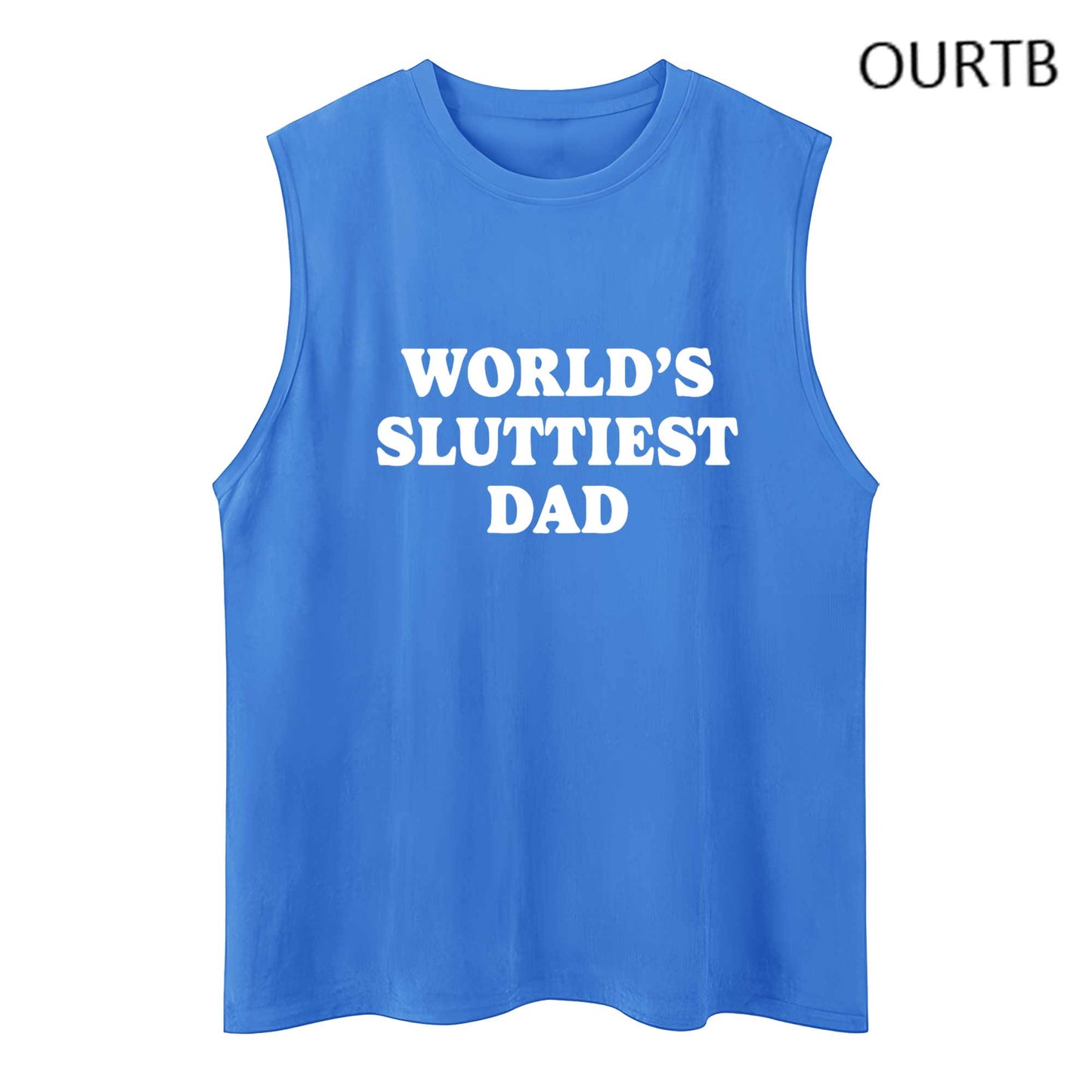 World's Dad Funny Adult Discomfort Art Print Cotton Sleeveless Tank Tops