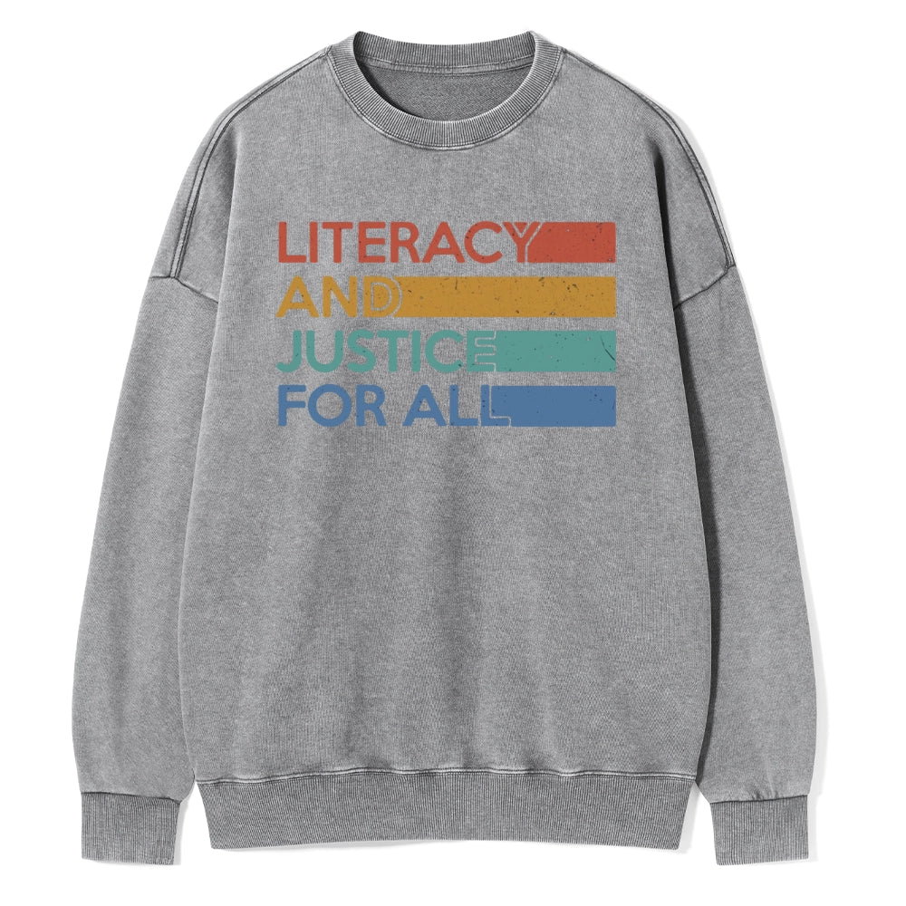 Pagewing Literacy and Justice For All Unisex Washed Sweatshirt