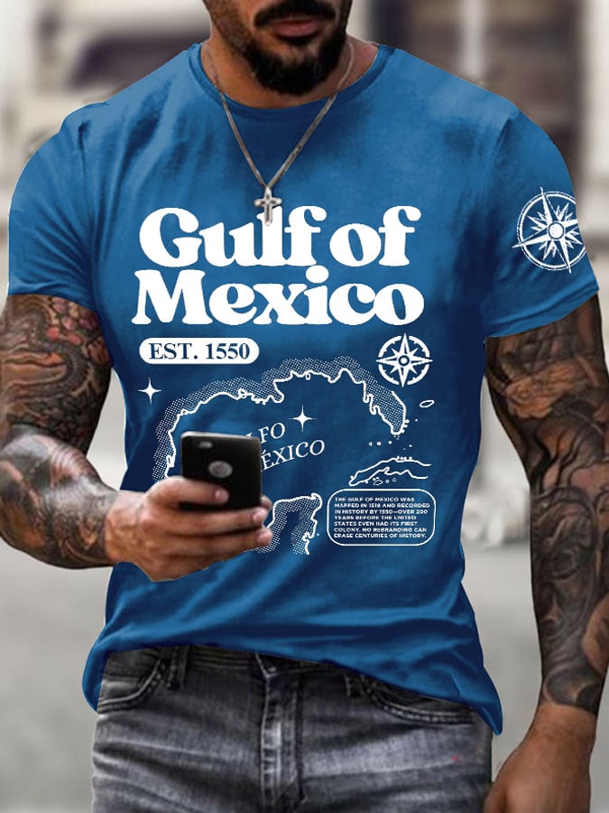 Men's Gulf Of Mexico Printed Round Neck T-Shirt