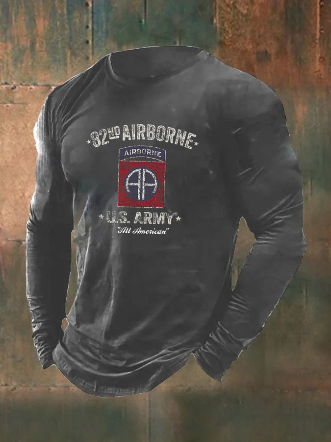 Men's Airborne U.S Army  Pattern Long Sleeve T-Shirt