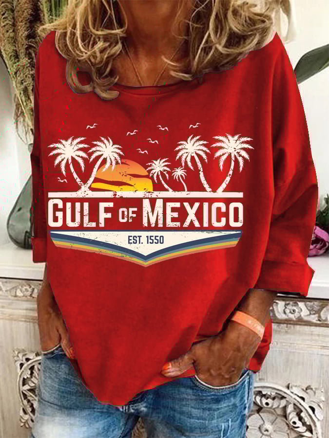 Women's Gulf Of Mexico Print Casual Sweatshirt