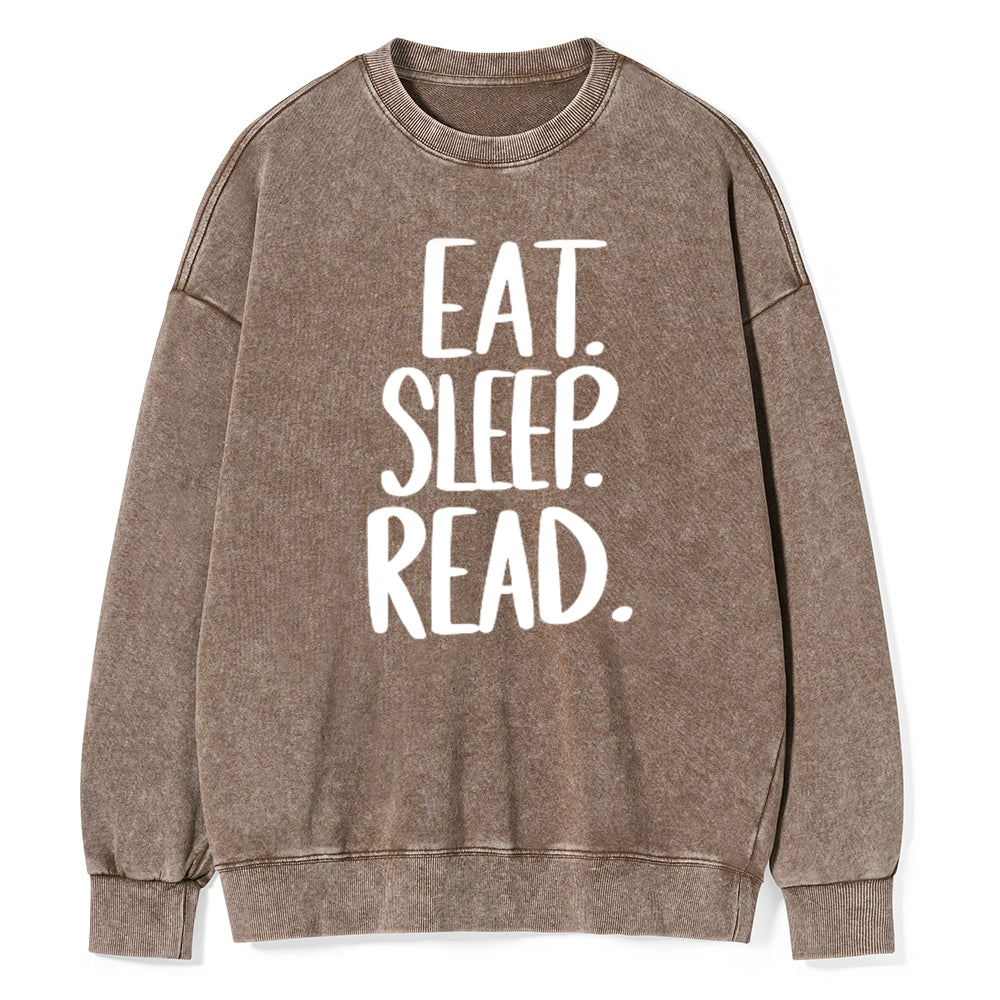 Eat Sleep Read Unisex Washed Sweatshirt