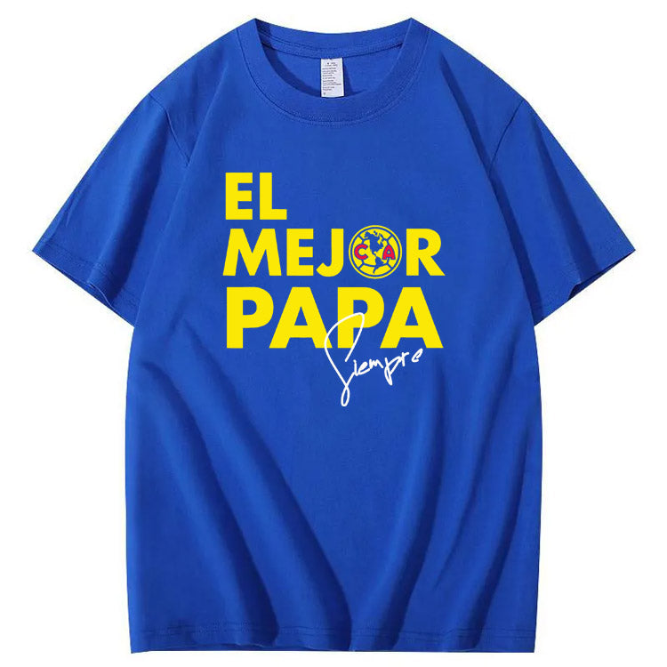 El Mejor Papa Siempre Pattern Print 100%Cotton T-Shirt