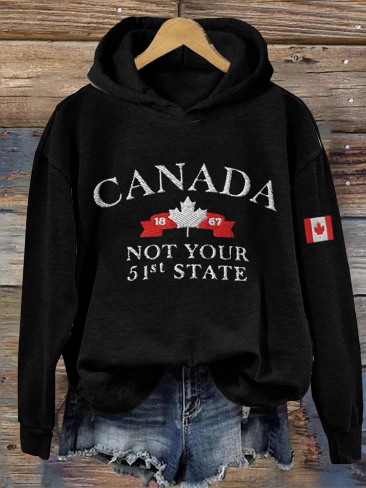 Women's Retro Canada Not Your 51st State Printed Hoodie