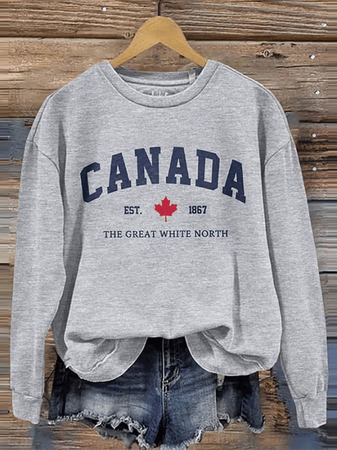 Women's Canada The Great White North Print Crewneck Sweatshirt