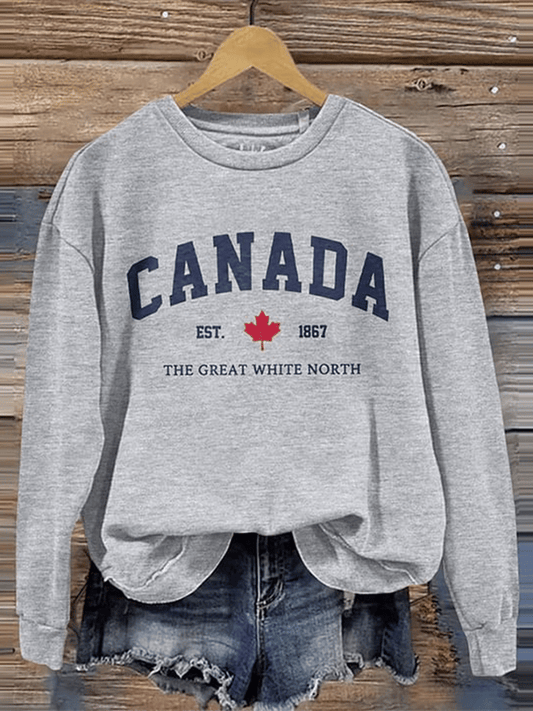 Women's Canada The Great White North Print Crewneck Sweatshirt