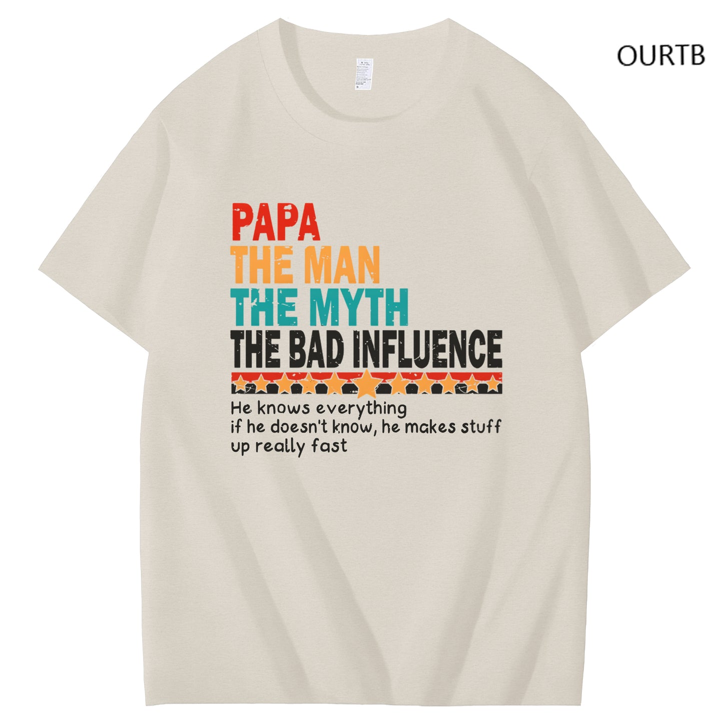 Papa The Man The Myth The Bad Influence Art Pattern Print T-Shirt
