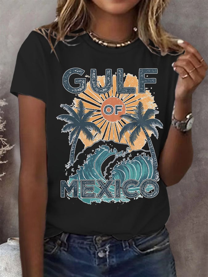 Women's Retro Gulf of Mexico Print T-Shirt