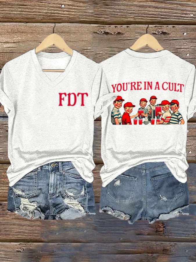 Women's Retro FDT You'Re In A Cult Print T-Shirt