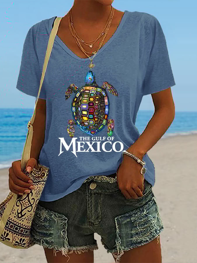 Women's Gulf Of Mexico Print Casual T-Shirt