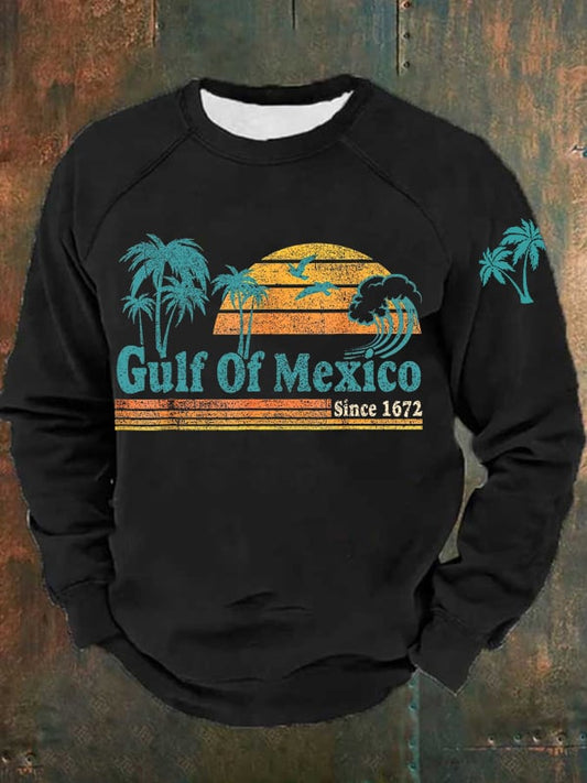 Man's Gulf Of Mexico Print Casual Sweatershirt