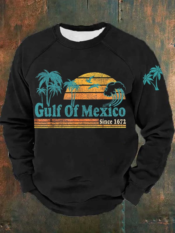 Man's Gulf Of Mexico Print Casual Sweatershirt