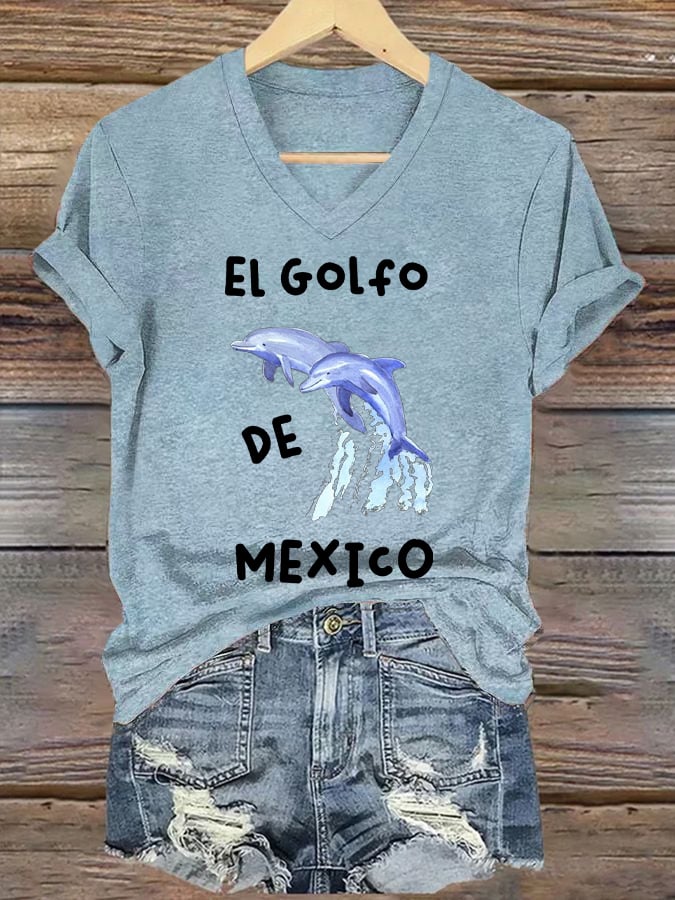 Women's Gulf Of Mexico Printed V Neck T-Shirt