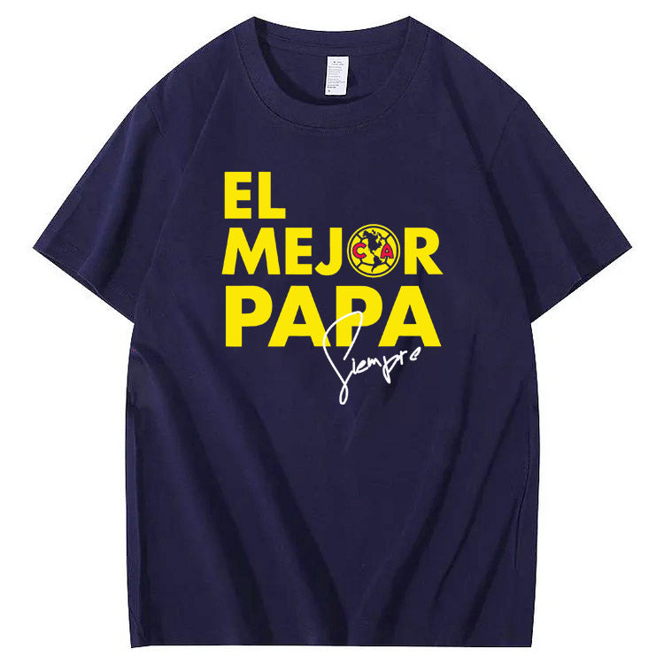 El Mejor Papa Siempre Pattern Print 100%Cotton T-Shirt