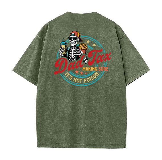 Dad Tax Washed And Distressed Pattern Crew Neck T-Shirt