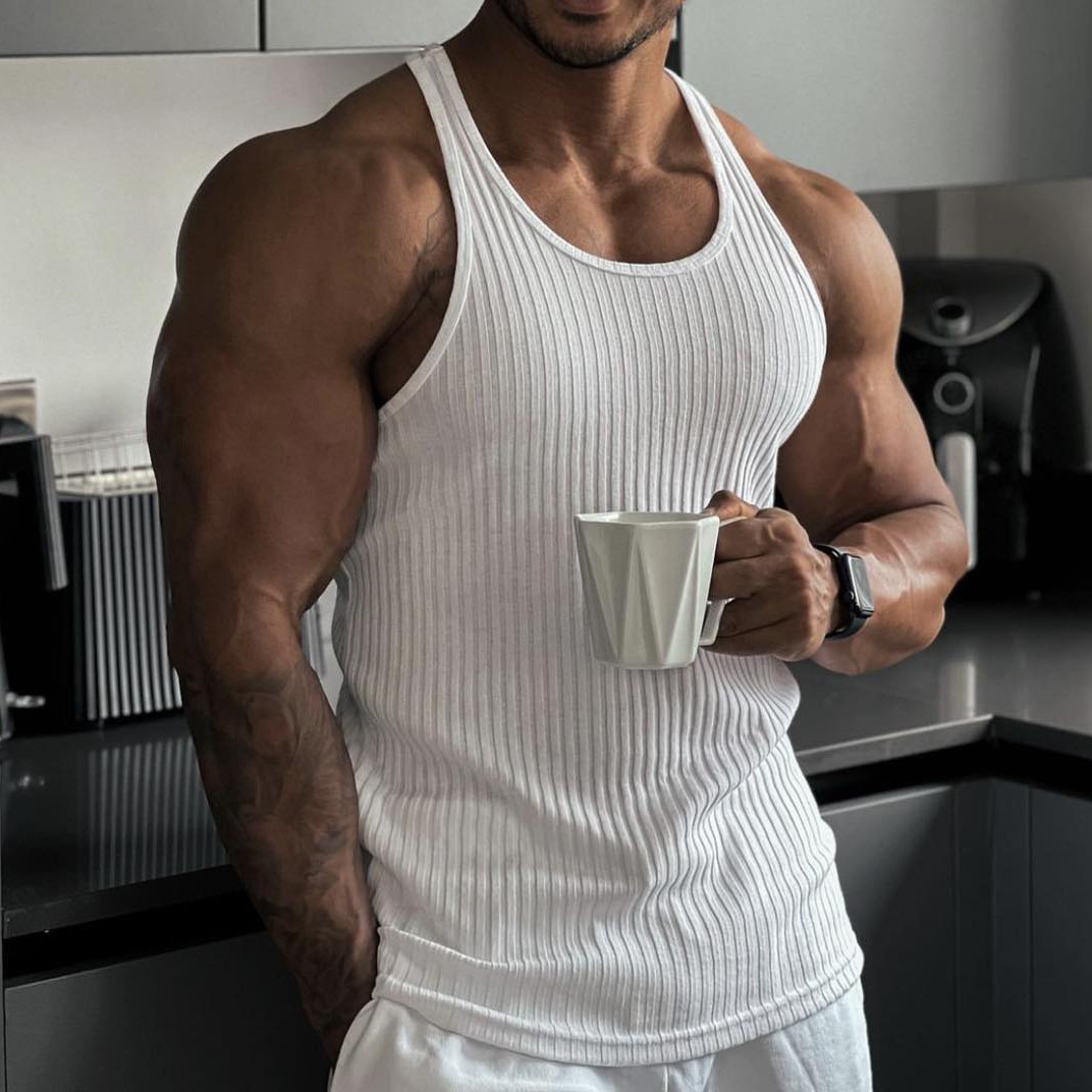 Men's Knitted Vertical Striped Fitness Vest
