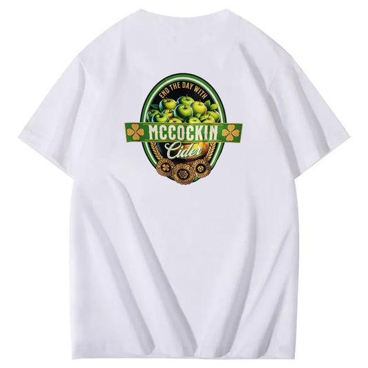 Mccuckin Cider Print Pattern Crew Neck T-Shirt