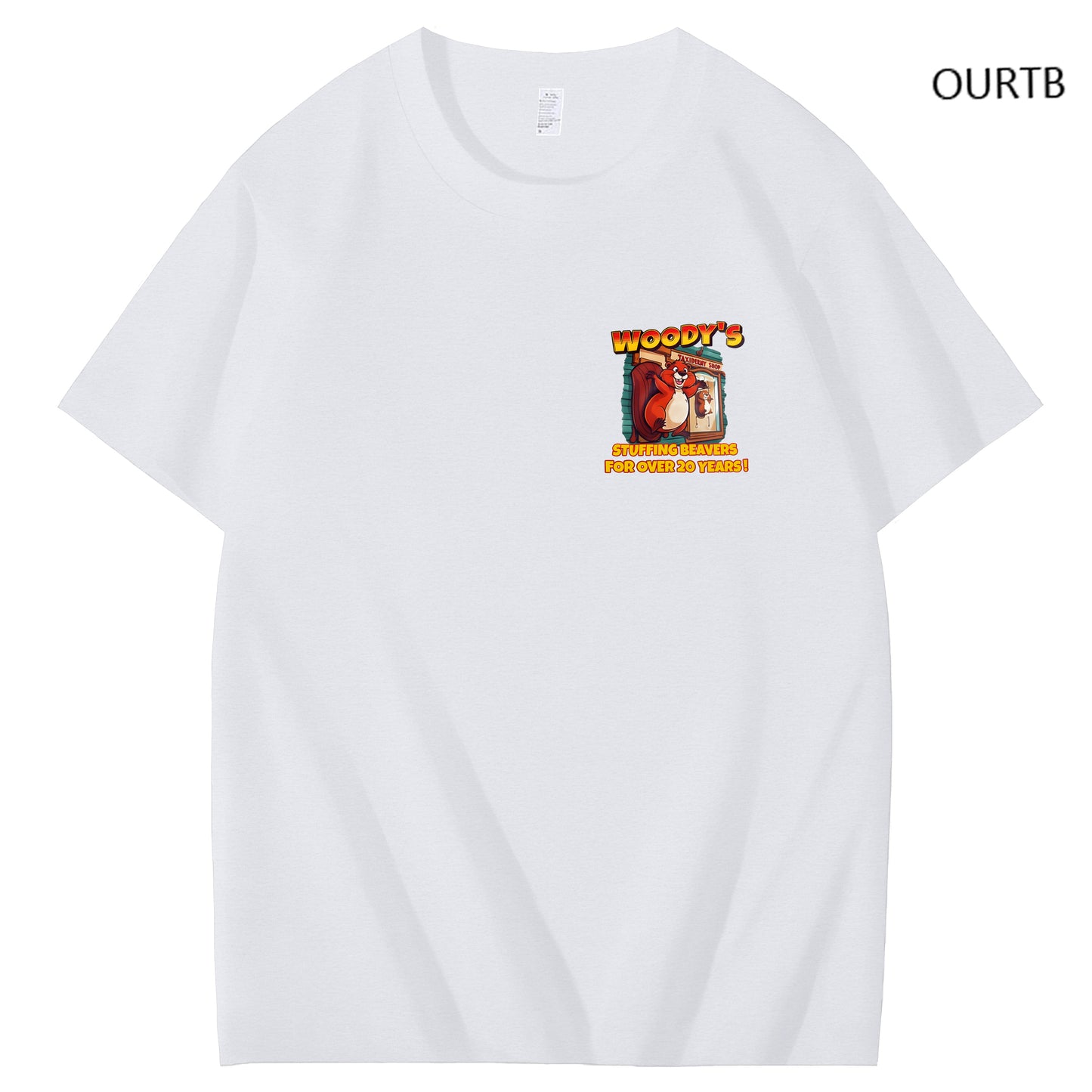 Woody's Stuffing Beavers For Over 20 Years Funny Art Pattern Print T-Shirt