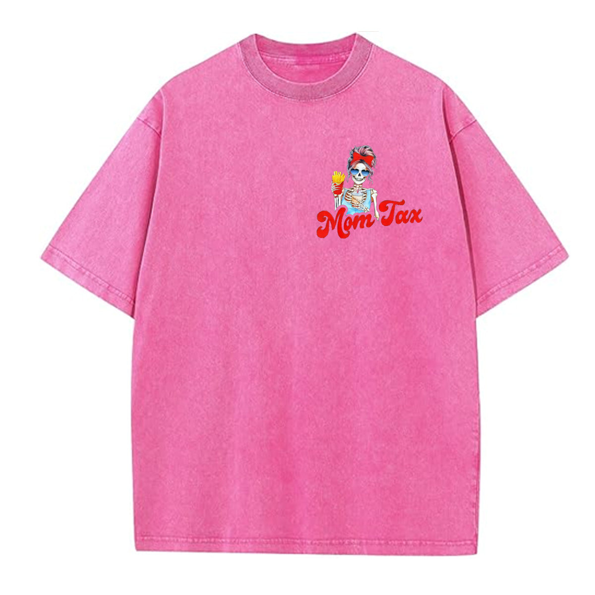 Mom Tax Washed And Distressed Pattern Crew Neck T-Shirt