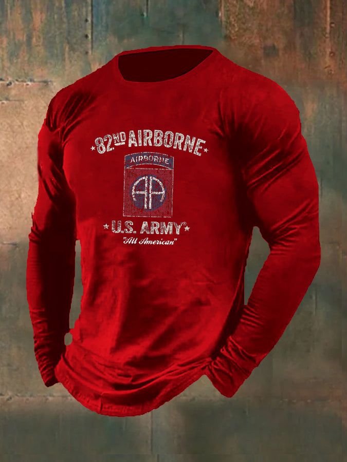 Men's Airborne U.S Army  Pattern Long Sleeve T-Shirt