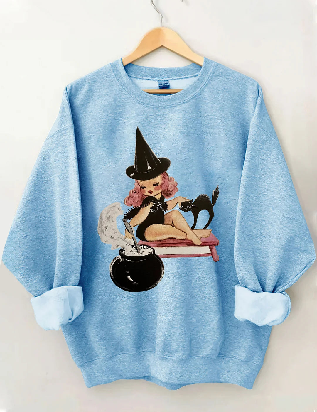 Halloween Little Witch Girl Cat Sweatshirt
