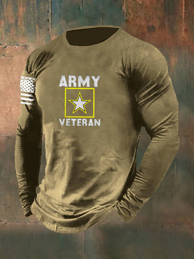 Men's Army Veteran  Pattern Long Sleeve T-Shirt