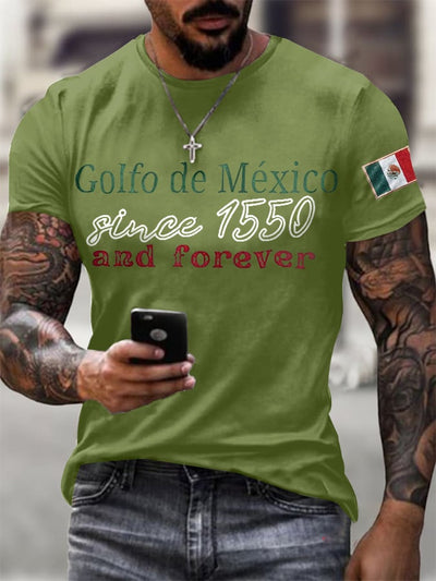 Men'S Retro Gulf Of Mexico Printed Casual Crew Neck T-Shirt