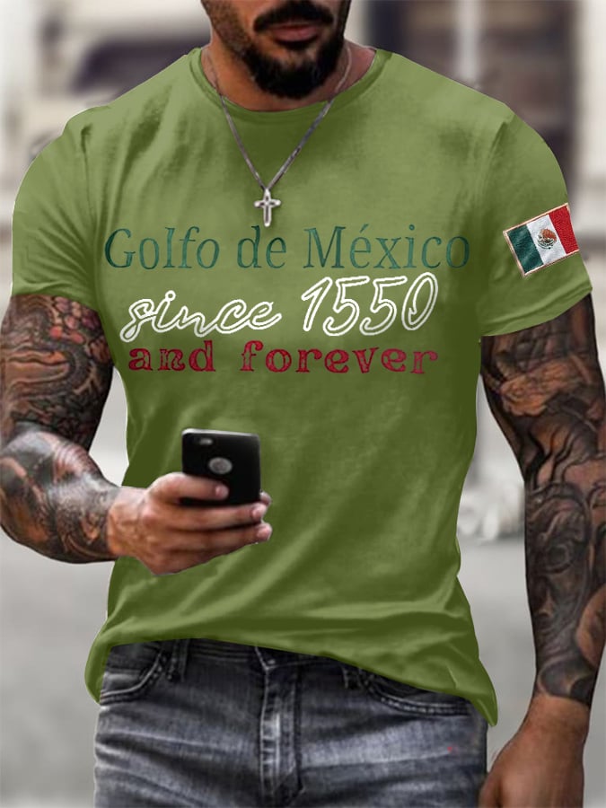 Men'S Retro Gulf Of Mexico Printed Casual Crew Neck T-Shirt