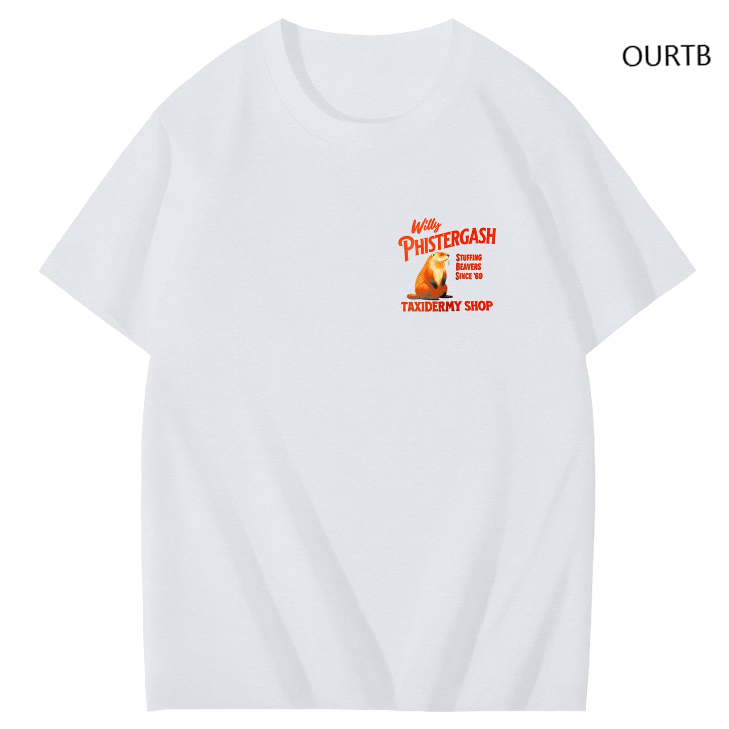 Willy Phistergash Stuffing Beavers Since'69 Taxidermy Shop Art Pattern Print T-Shirt