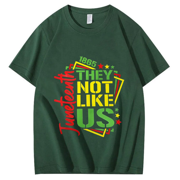 Juneteenth 1865 The Not Like USA Pattern Print 100%Cotton T-Shirt
