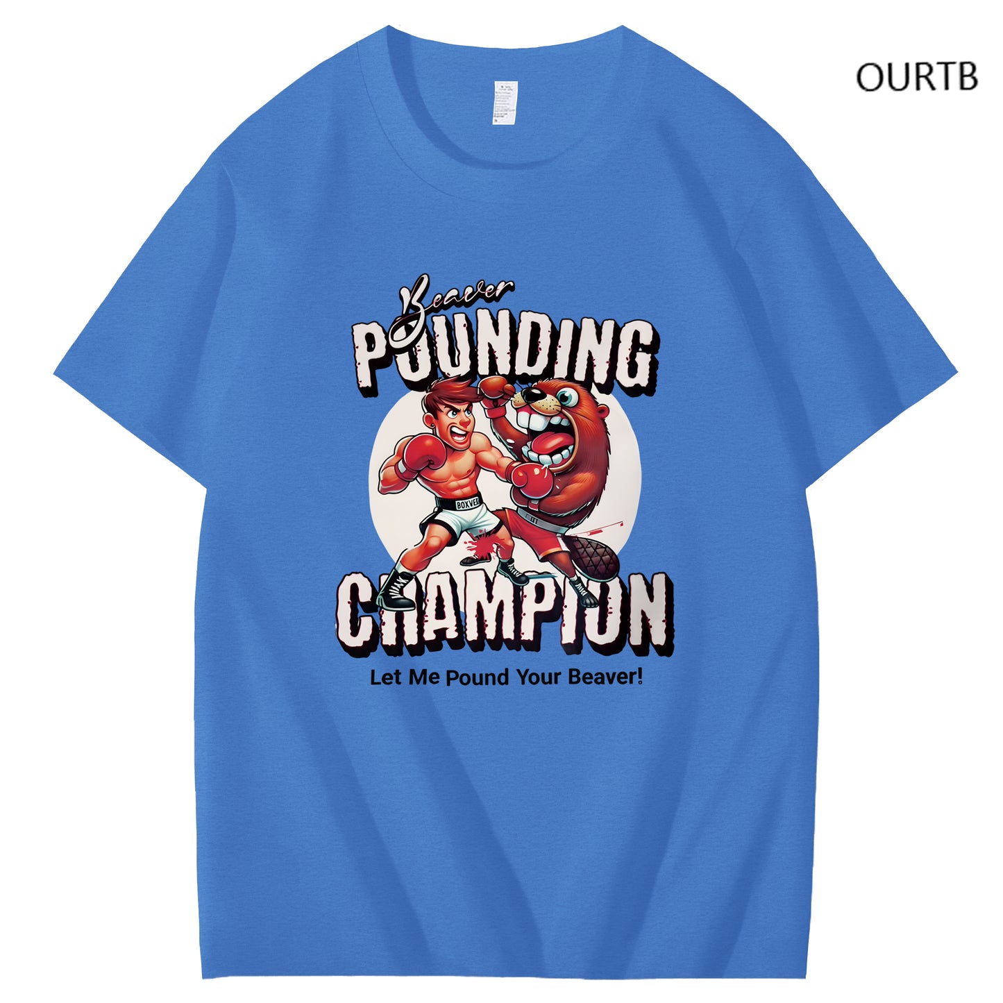 Beaver Pounding Champion Let Me Pound Your Beaver Funny Art Pattern Print T-Shirt
