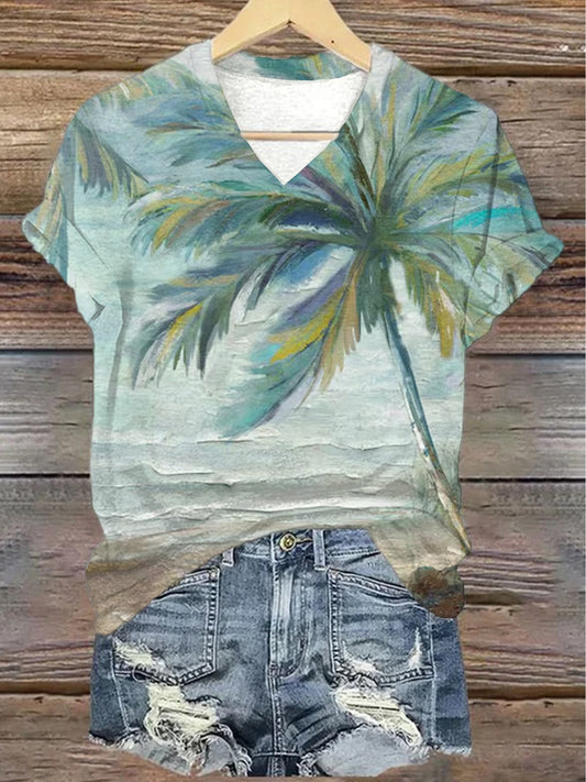 Women's Gulf of Mexico Palm Printed Short-Sleeved T-Shirt