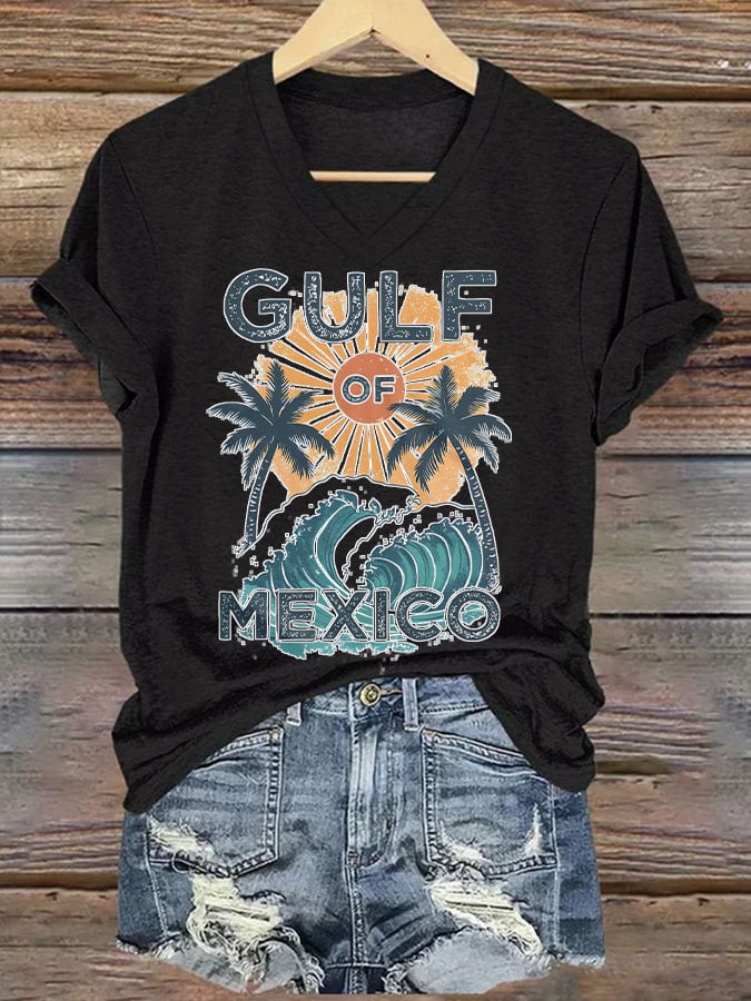 Women's Retro Gulf of Mexico Print T-Shirt
