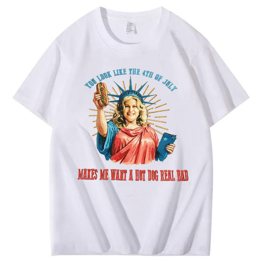 Makes Me Want A Hot Dog Real Bad Pattern Print T-Shirt