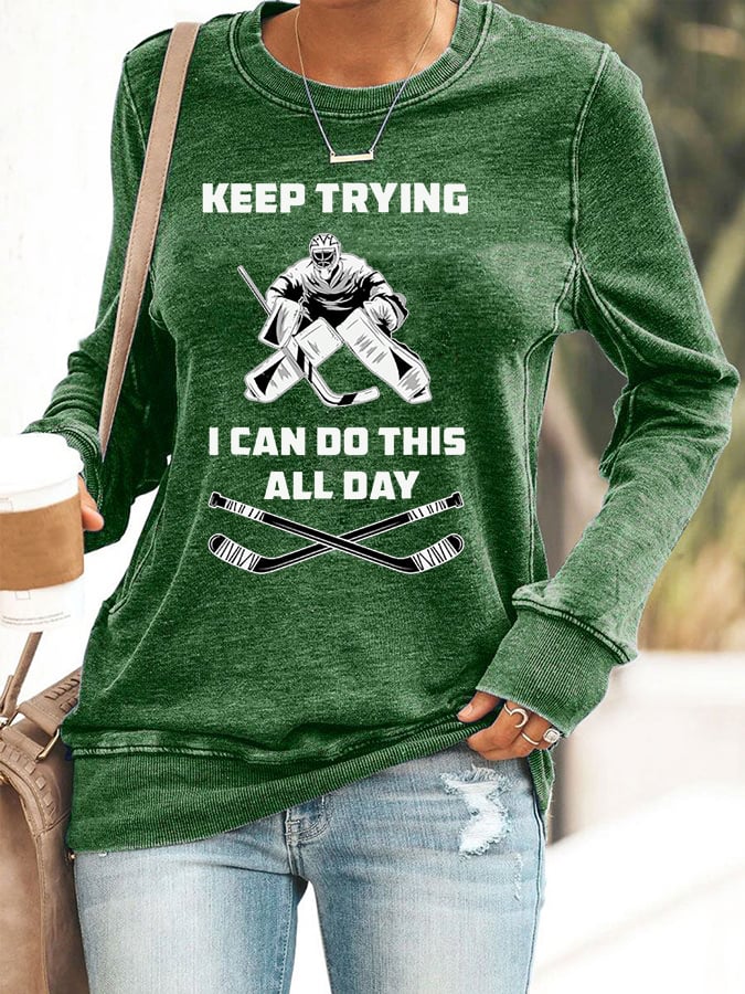 Women's Ice Hockey Printed Casual Sweatshirt