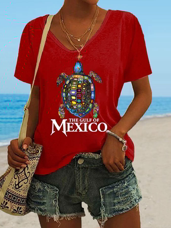 Women's Gulf Of Mexico Print Casual T-Shirt