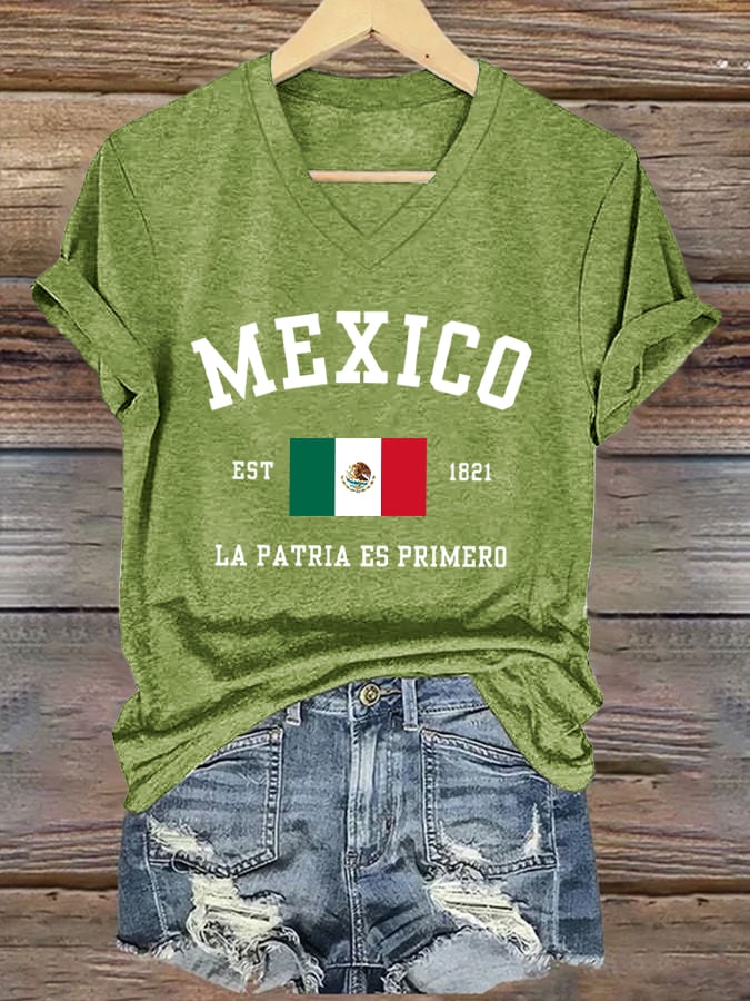 Women's Mexico Flag Print T-Shirt