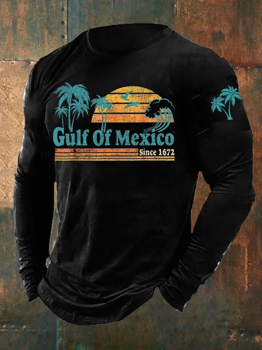 Men's Gulf Of Mexico Print Long Sleeve Top