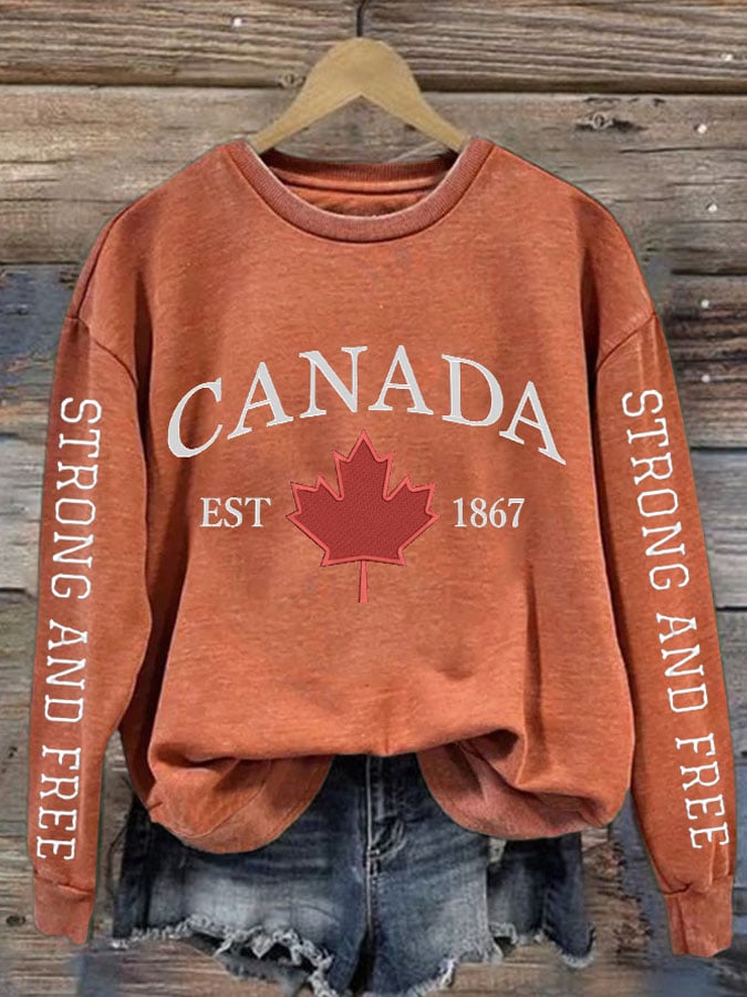 Women'S Canada Strong And Free Print Sweatshirt