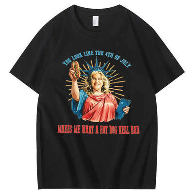 Makes Me Want A Hot Dog Real Bad Pattern Print T-Shirt