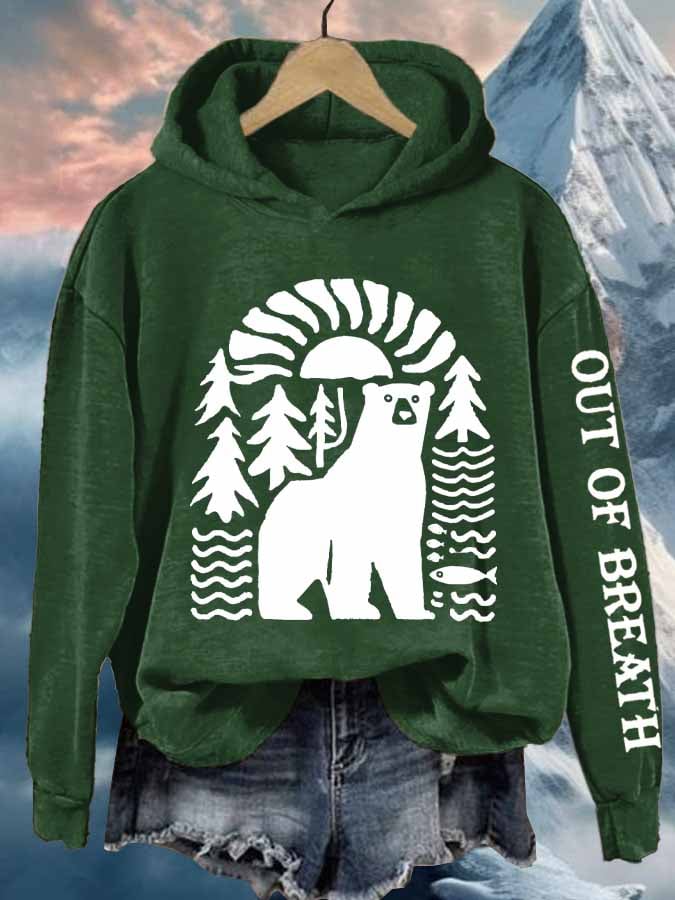 Women's Retro Out Of Breath Hiking Printed Hoodie