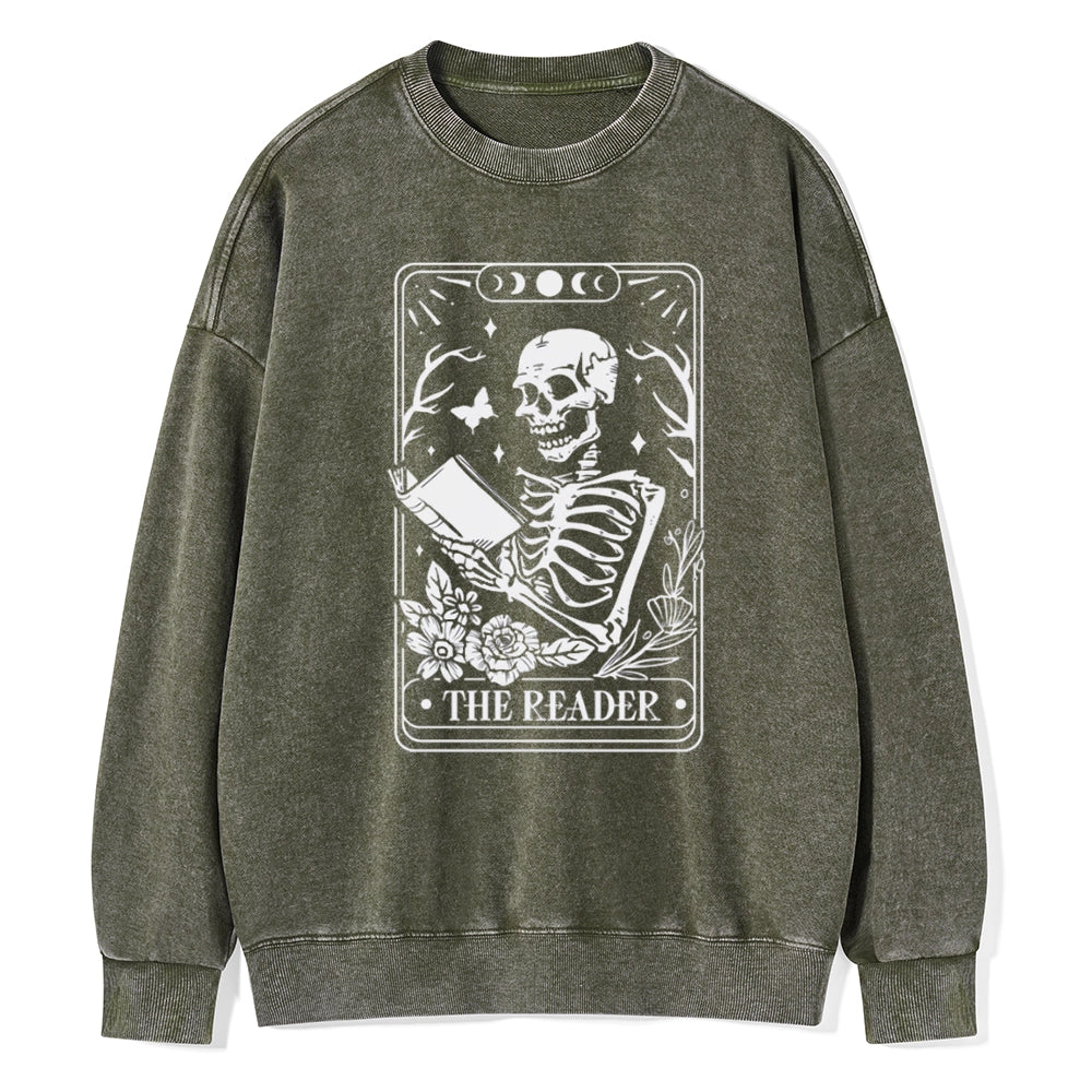Halloween The Reader Tarot Card Unisex Washed Sweatshirt