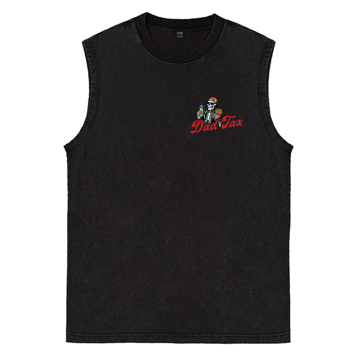 Dad Tax Pattern Sleeveless Cotton Washed Printed Loose Vest