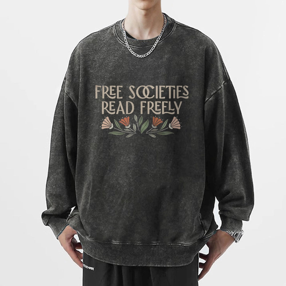Read Freely Unisex Washed Sweatshirt