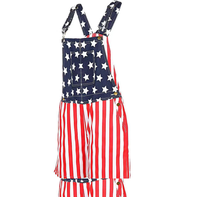American Independence Day Flag Unisex Canvas Denim Jumpsuit