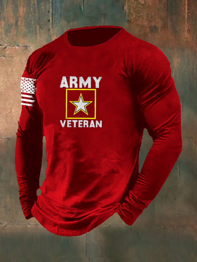 Men's Army Veteran  Pattern Long Sleeve T-Shirt