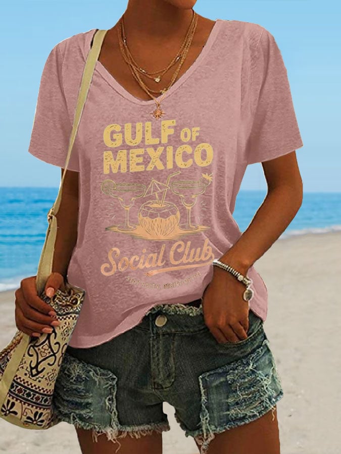 Women's Gulf Of Mexico Print Casual T-Shirt